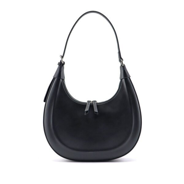 Estelle Crescent Leather Shoulder Bag - Black