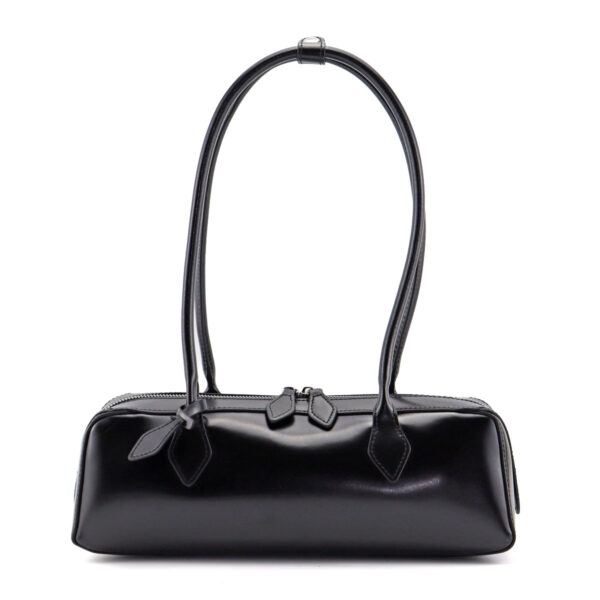 Nova Real Leather Baguette Shoulder Bag - Black