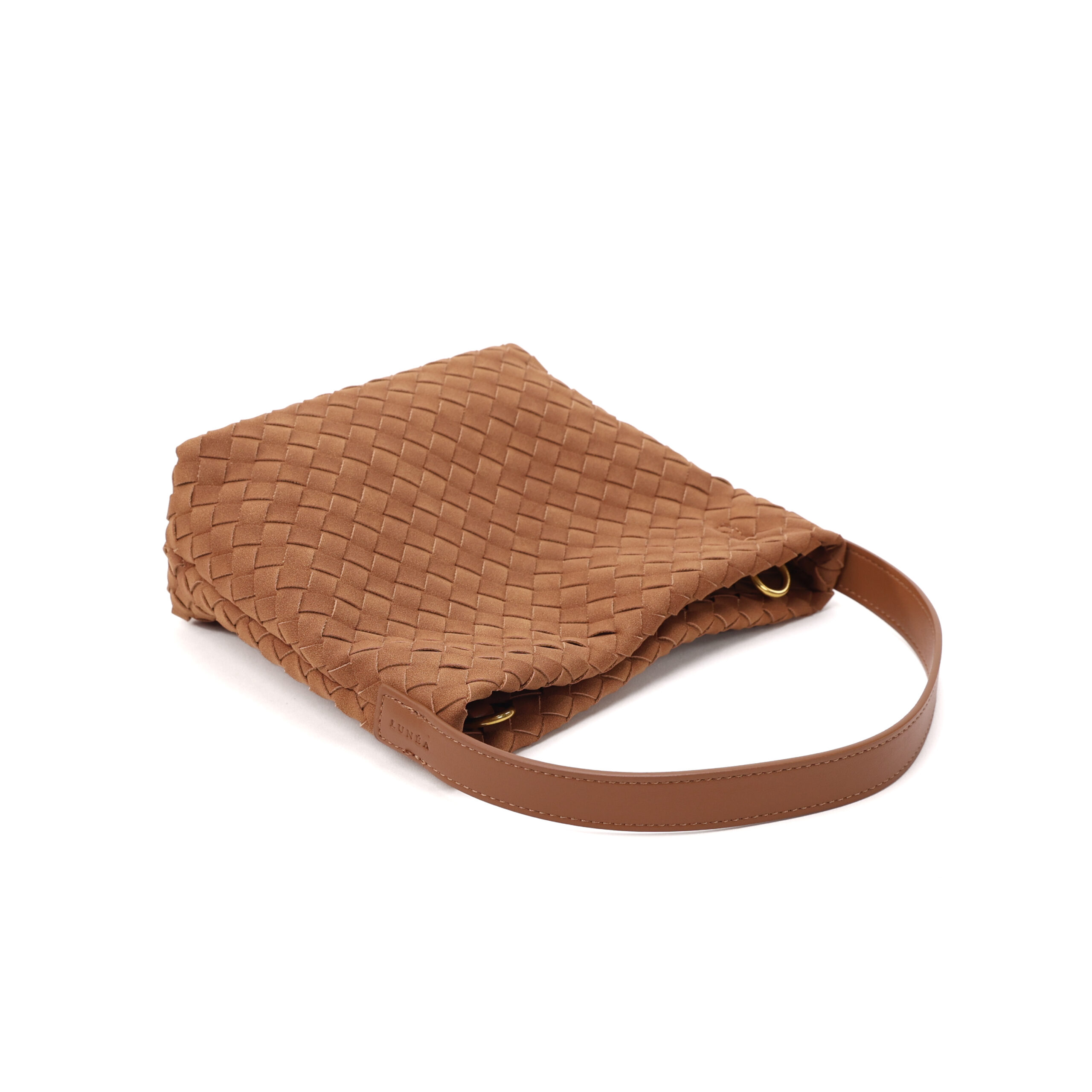 The Areum Woven Suede Shoulder Bag - Caramel Orange - Image 3