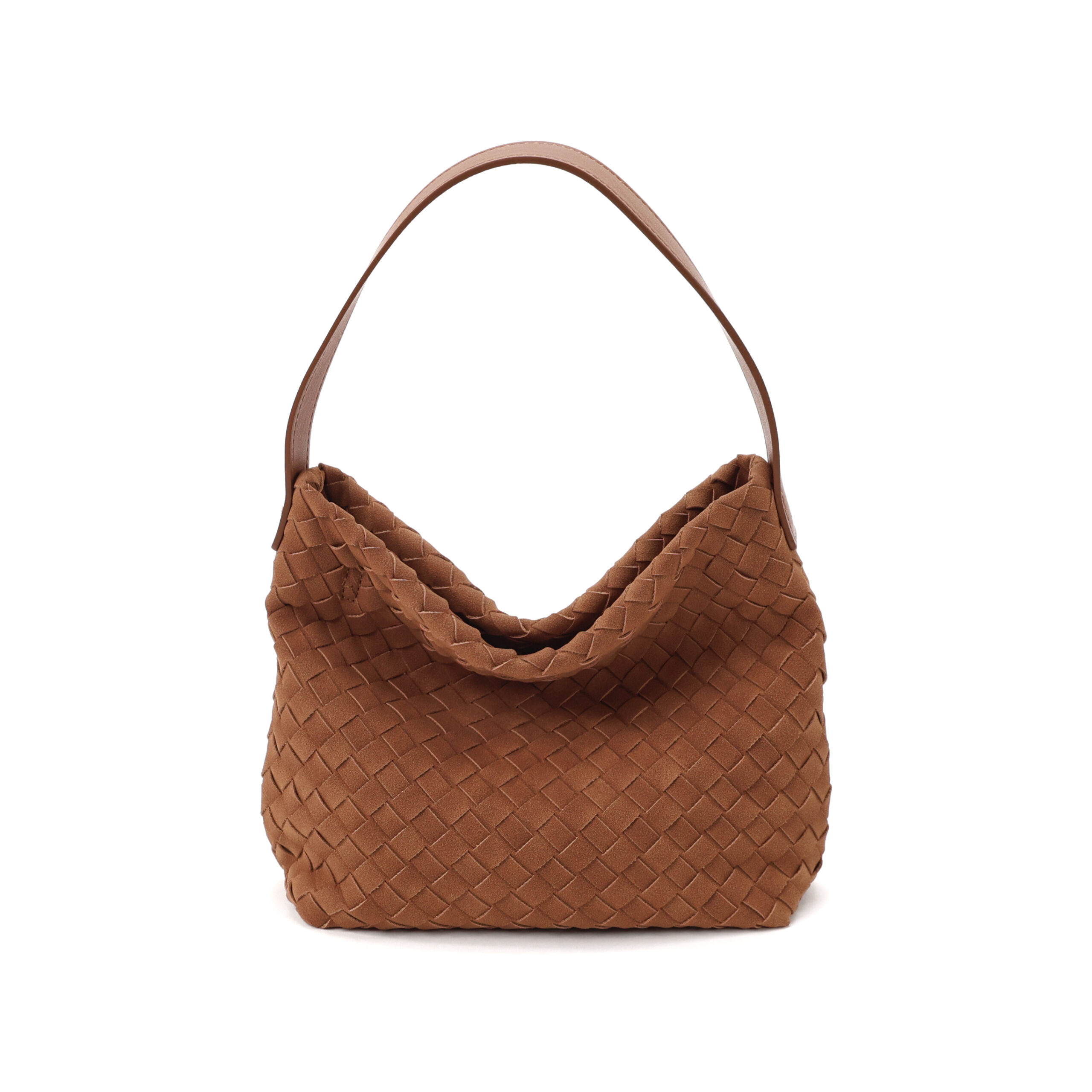 The Areum Woven Suede Shoulder Bag - Caramel Orange - Image 5