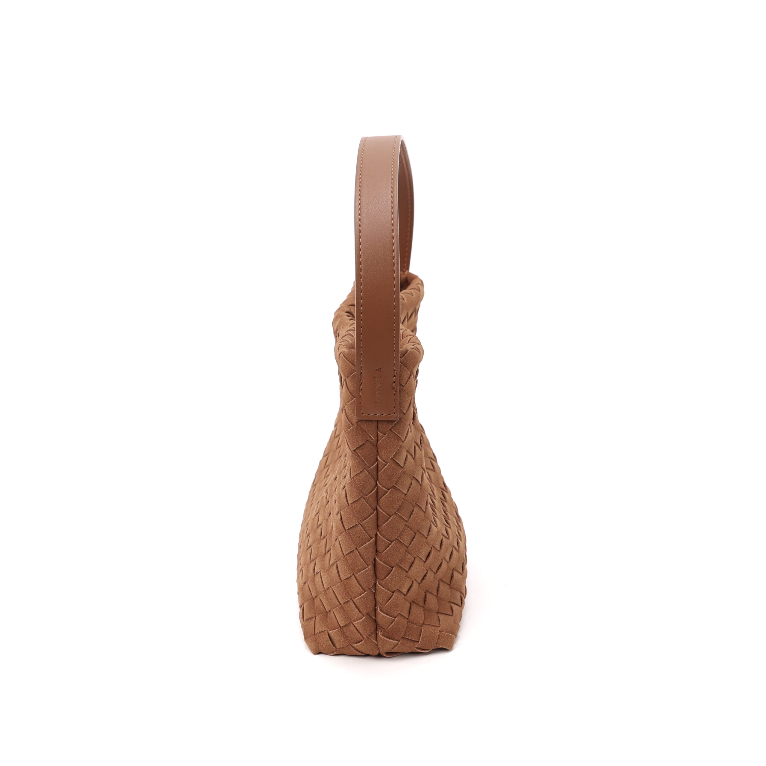 The Areum Woven Suede Shoulder Bag - Caramel Orange - Image 4